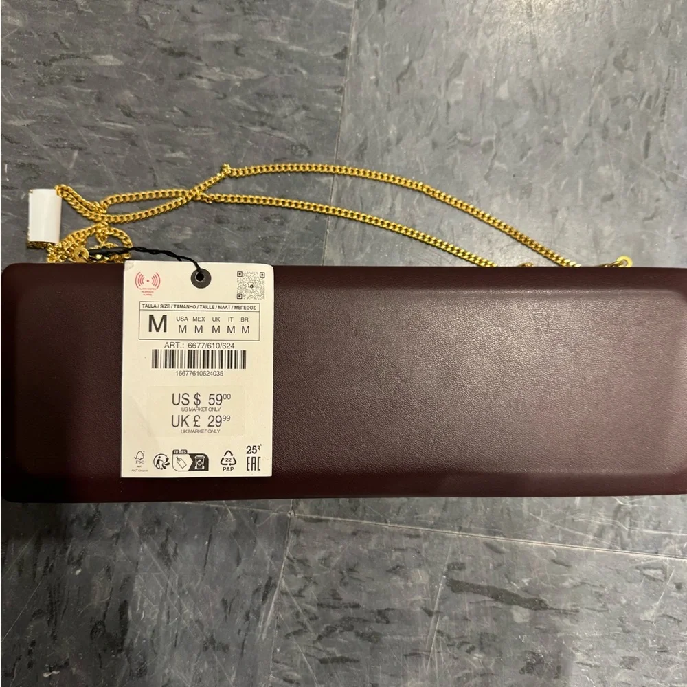Zara Dark Brown Clutch with Gold Chain